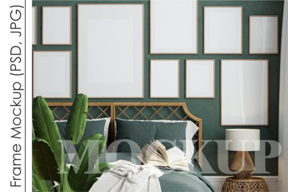 Download Gallery Wall Mockup in Bedroom Interior - Bedroom interior Collection