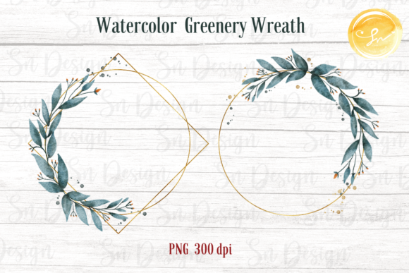 Download 2 X Watercolor Greenery Wreath PNG - Watercolor greenery wreath Collection