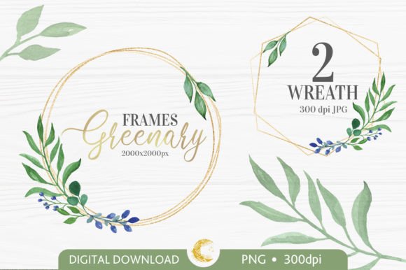 Download Watercolor Greenery Wreath Png - Watercolor greenery wreath Collection
