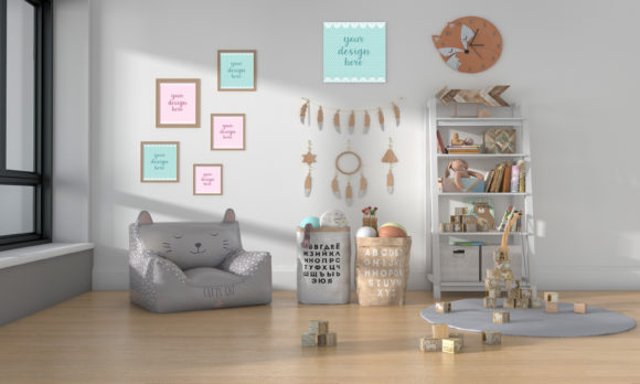 Download Kids Bedroom or Nursery with Empty Frame - Bedroom Collection
