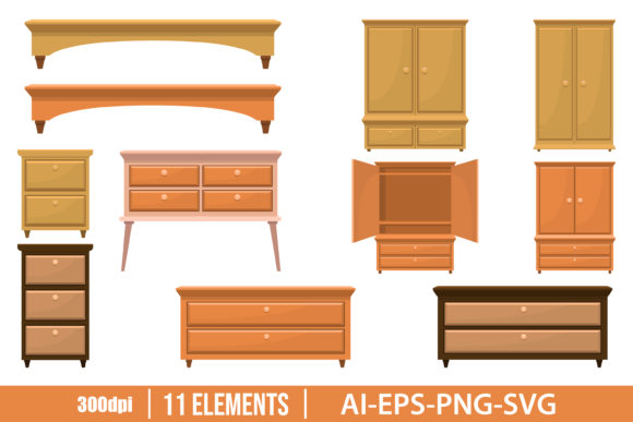 Download Retro Wooden Bedroom Furniture Clipart - Bedroom Collection
