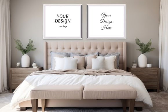 Download Frame Wall Mockup. Bedroom Interior - Bedroom interior Collection