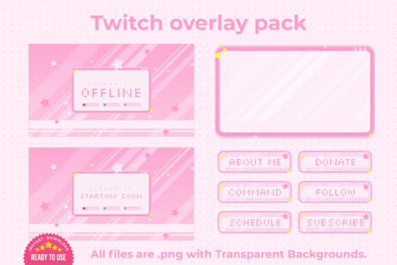 Download Cute Pink Twitch Overlay Stream Package - Stream Collection